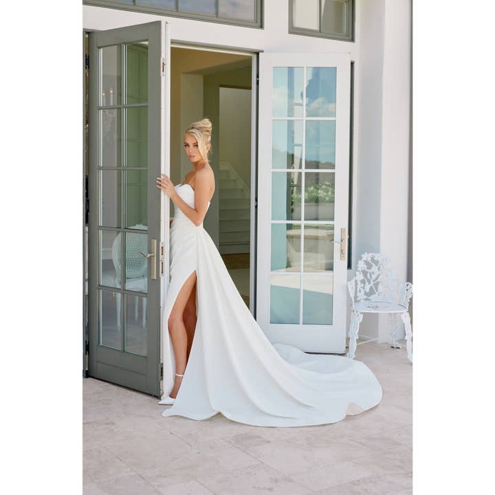 {Noxanabel Strapless Sweetheart Neckline Wedding Gown with Elegant Train} - {} at {Linda Mariposa}