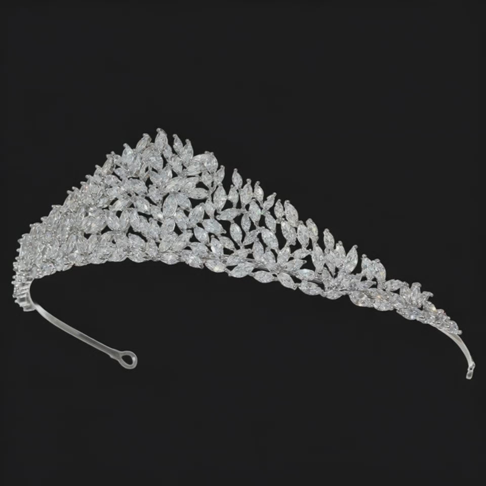 Wholesale Cubic Zirconium CZ Crystals Platinum Plated Tiara Crown CR282