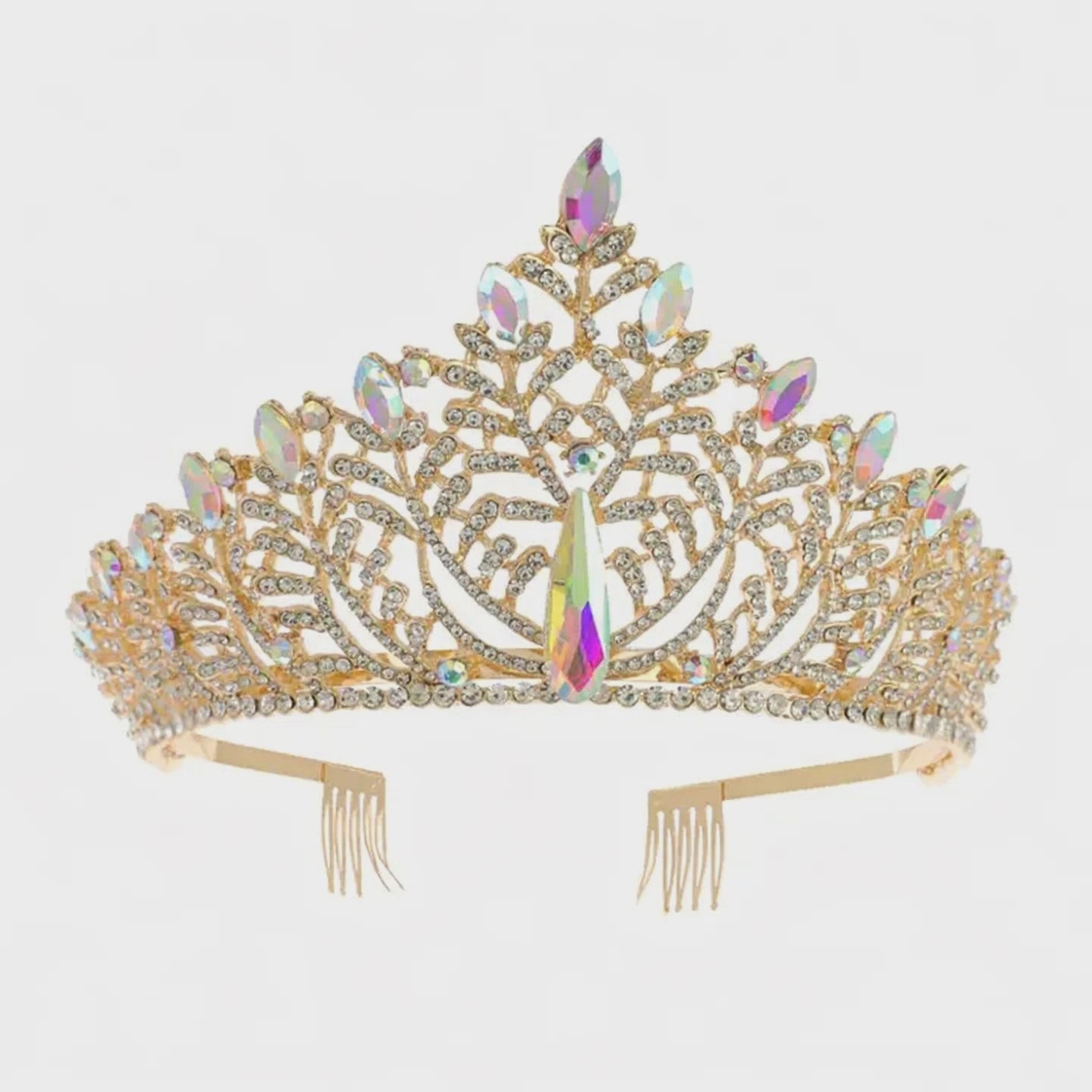 Wholesale Rhinestone Embellished Leaves Crown Tiara
