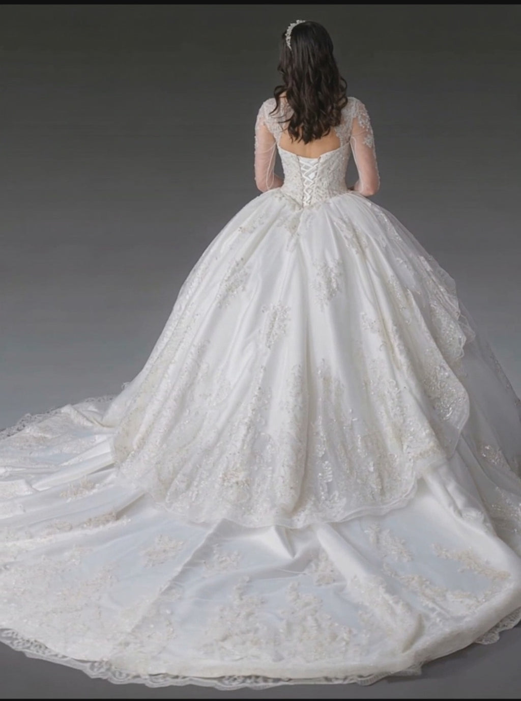 The Royal Bride Exquisite Long-Sleeve Ball Gown with Beaded Details