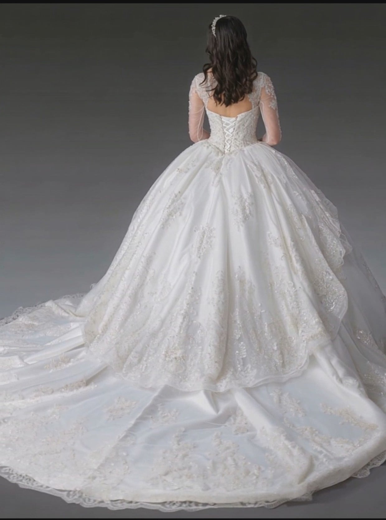 The Royal Bride Exquisite Long-Sleeve Ball Gown with Beaded Details