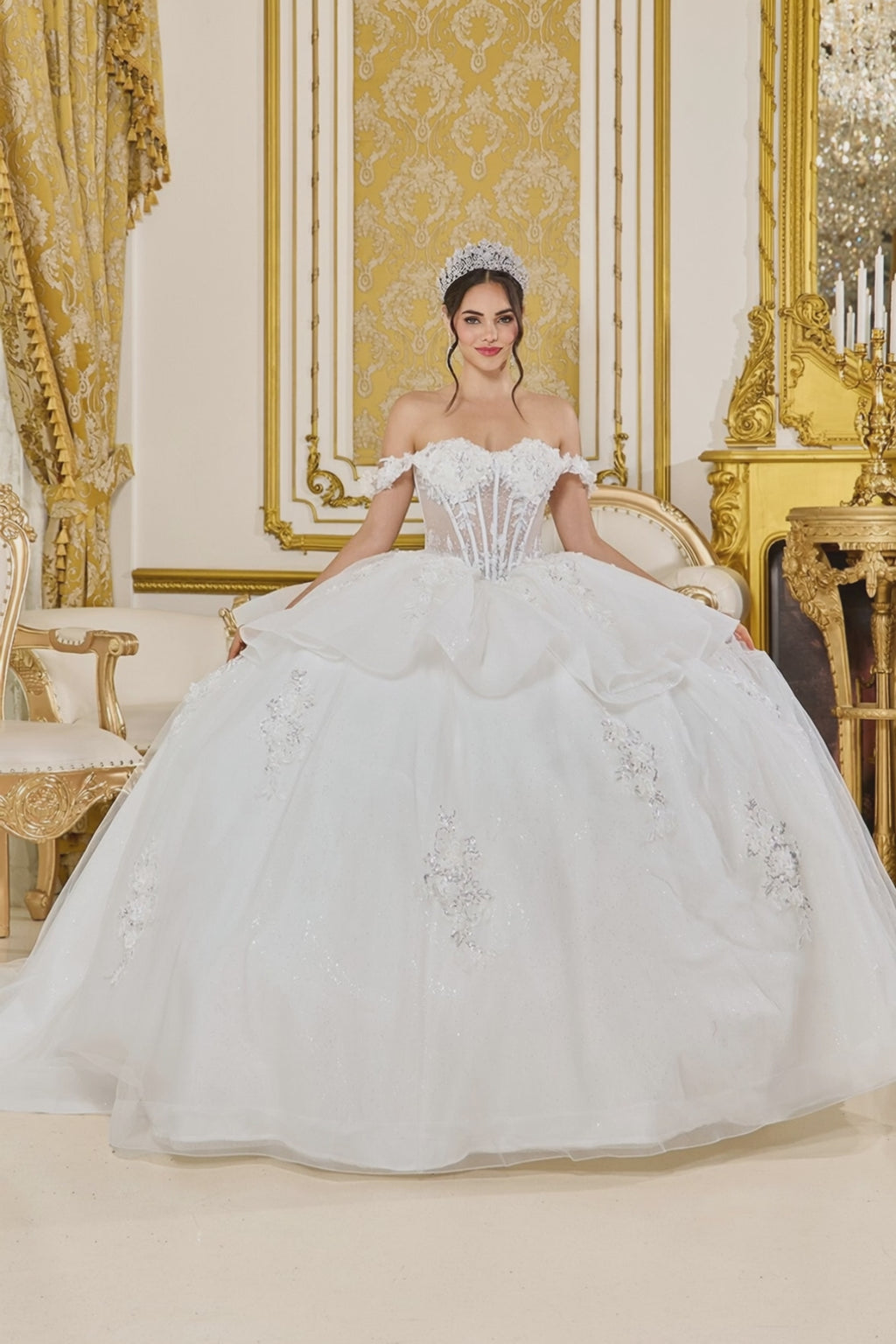 Eternal Bloom – Off-Shoulder Wedding Dress with Floral Corset & Lace Details