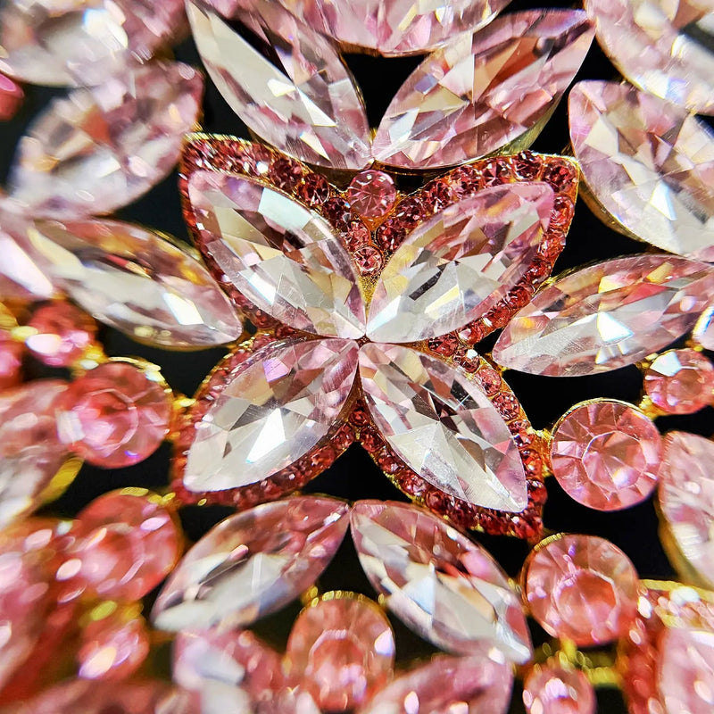 {Quinceanera Crown, Pink Crystal Crown, Prom Gold Headdress} - {} at {Linda Mariposa}