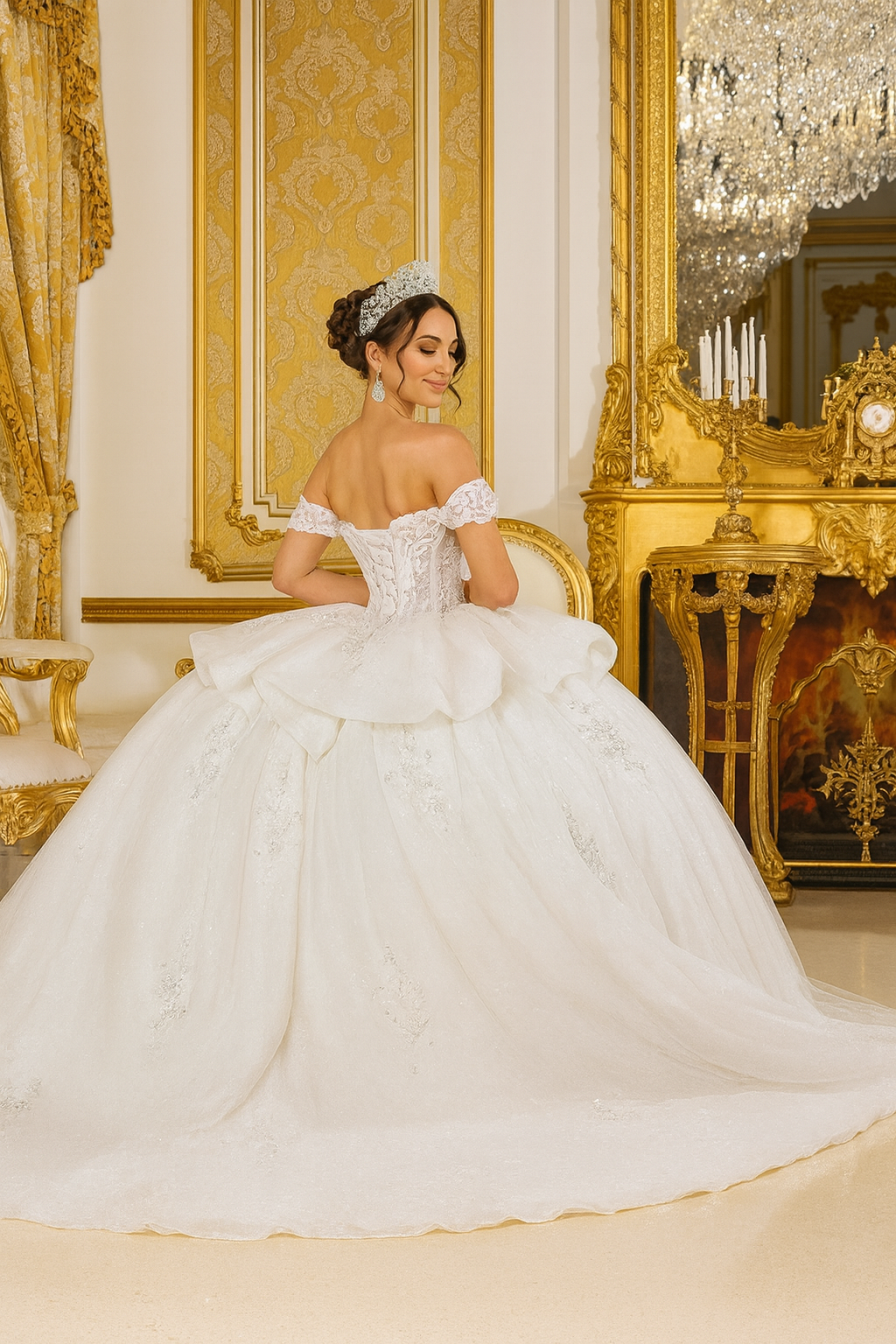 Eternal Bloom – Off-Shoulder Wedding Dress with Floral Corset & Lace Details