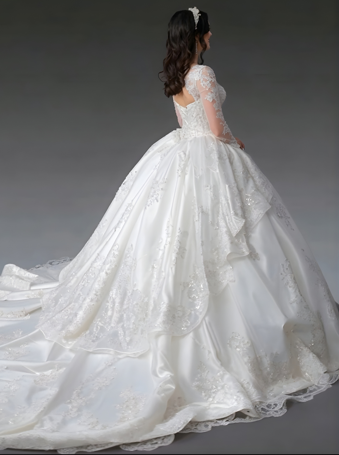 The Royal Bride Exquisite Long-Sleeve Ball Gown with Beaded Details