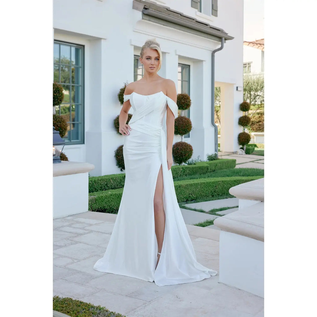 Elegant Women's Satin Bustier Dress with Detachable Off-Shoulder Straps