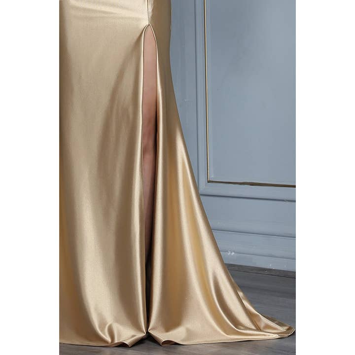 {Wholesale Embroidered Illusion Corset Satin Gown} - {} at {Linda Mariposa}