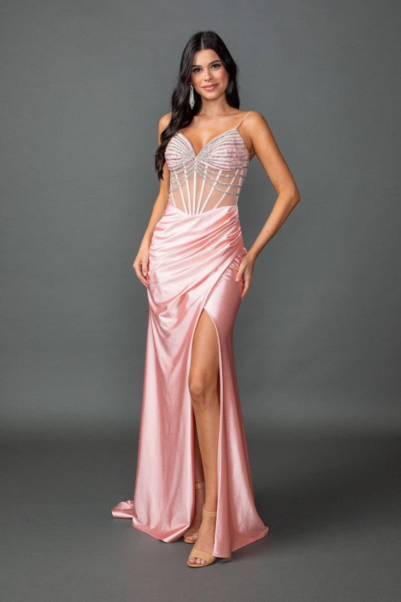 {wholesale fitted satin & lace evening gown} - {} at {Linda Mariposa}