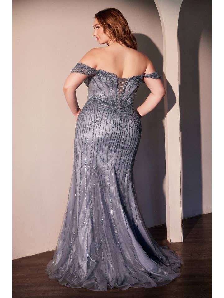 {WHOLESALE OFF THE SHOULDER BEADED PLUS SIZE GOWN} - {} at {Linda Mariposa}