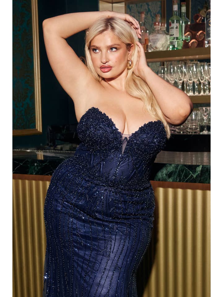 {WHOLESALE OFF THE SHOULDER BEADED PLUS SIZE GOWN} - {} at {Linda Mariposa}