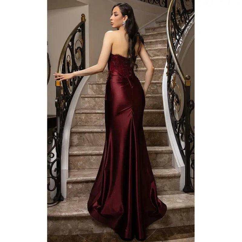 {Wholesale Sleeveless/Strapless Cowl Sweet Neck Satin Dress} - {} at {Linda Mariposa}