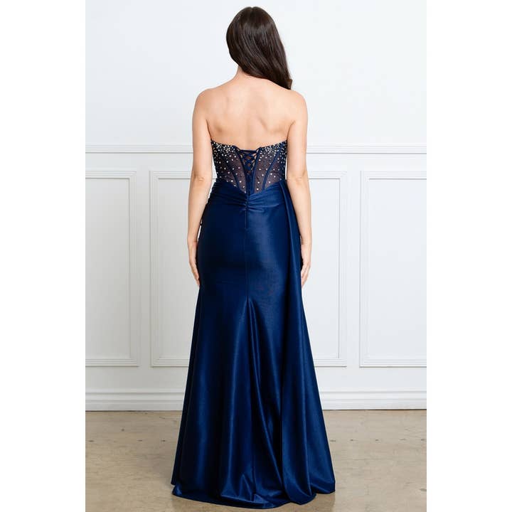 {Wholesale Strapless Bead Embellished Top Fitted Gown} - {} at {Linda Mariposa}