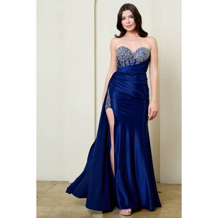 {Wholesale Strapless Bead Embellished Top Fitted Gown} - {} at {Linda Mariposa}