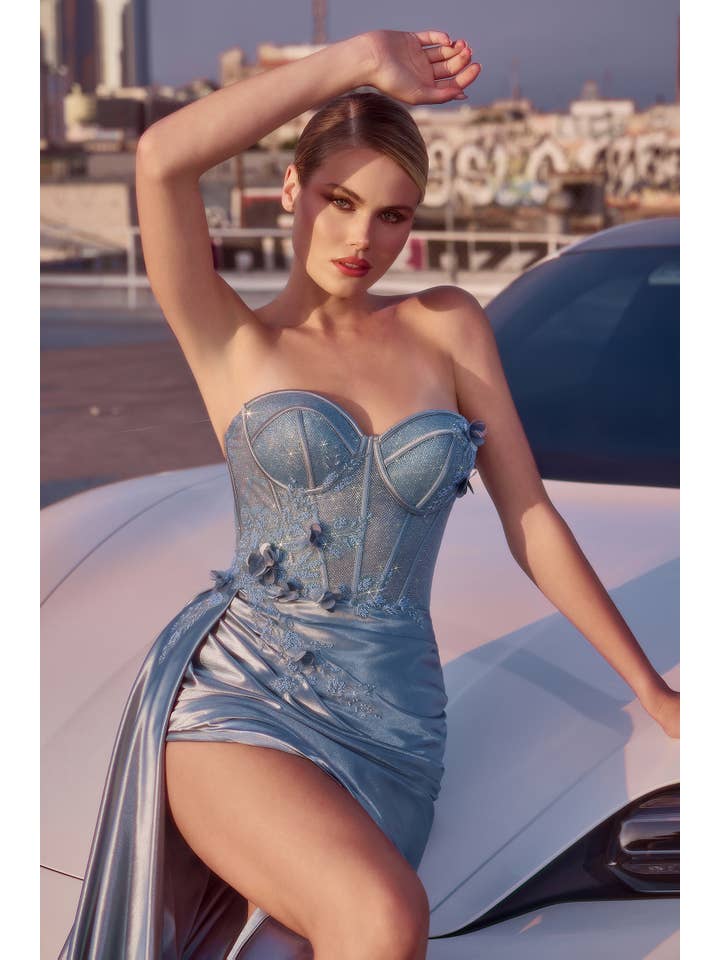 {WHOLESALE STRAPLESS FITTED SATIN CORSET GOWN} - {} at {Linda Mariposa}
