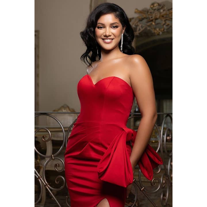{Wholesale Strapless Sweetheart Solid Sheath Dress by Babyfox Apparel Elegant Design} - {} at {Linda Mariposa}