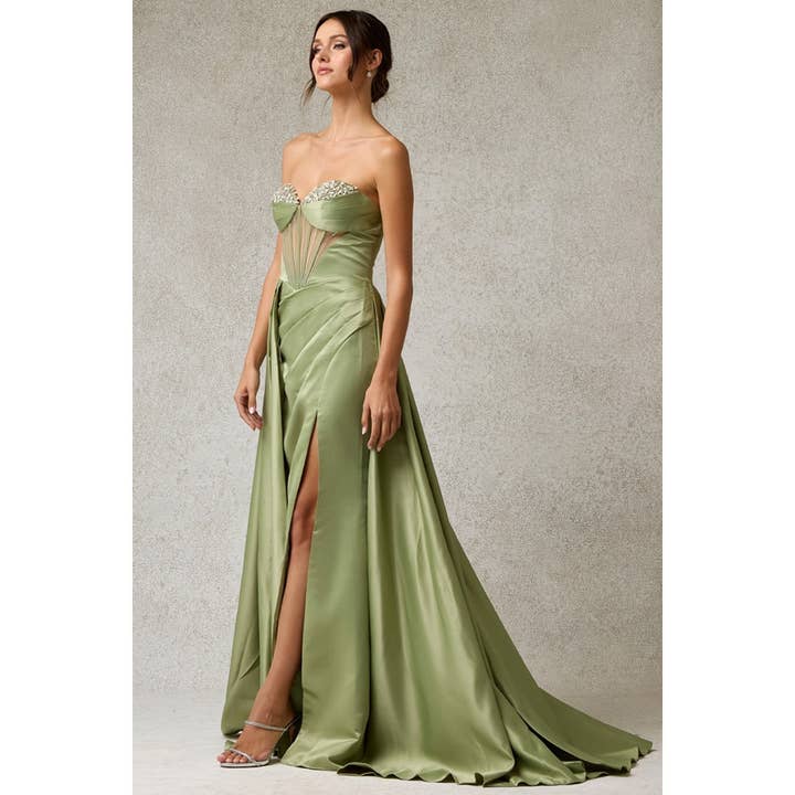 {Wholesale Trumpet Prom Dress w/ Strapless Illusion Top} - {} at {Linda Mariposa}