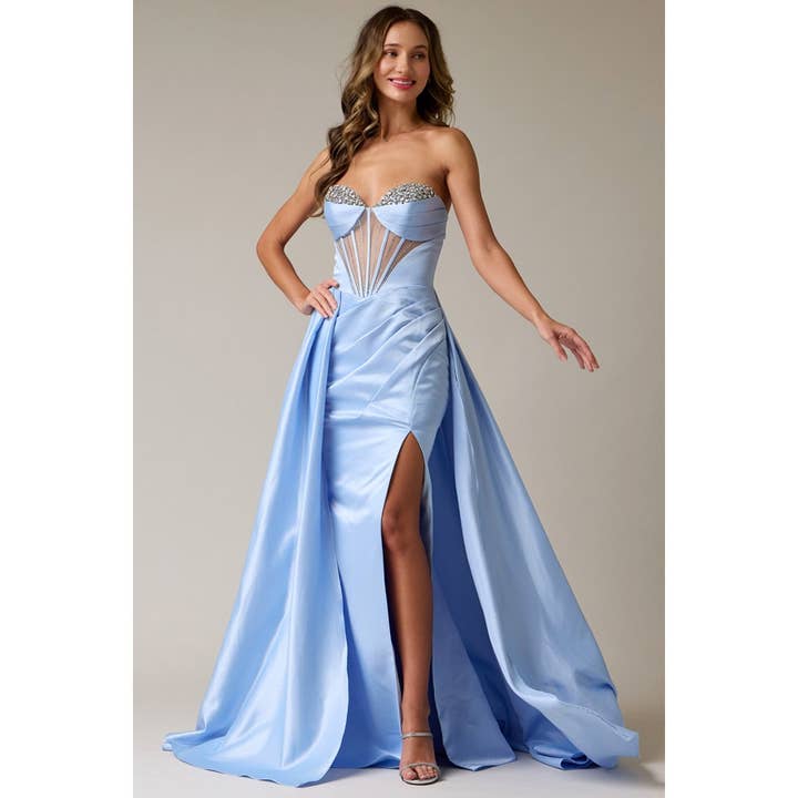 {Wholesale Trumpet Prom Dress w/ Strapless Illusion Top} - {} at {Linda Mariposa}