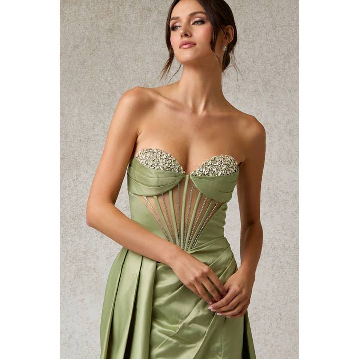Wholesale Trumpet Prom Dress w/ Strapless Illusion Top Wholesale Trumpet Prom Dress w/ Strapless Illusion Top